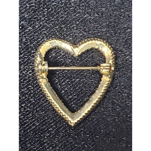 Heart Brooch Gold Tone w. Pearl Beads Inside Pin / Brooch - Picture 2 of 5